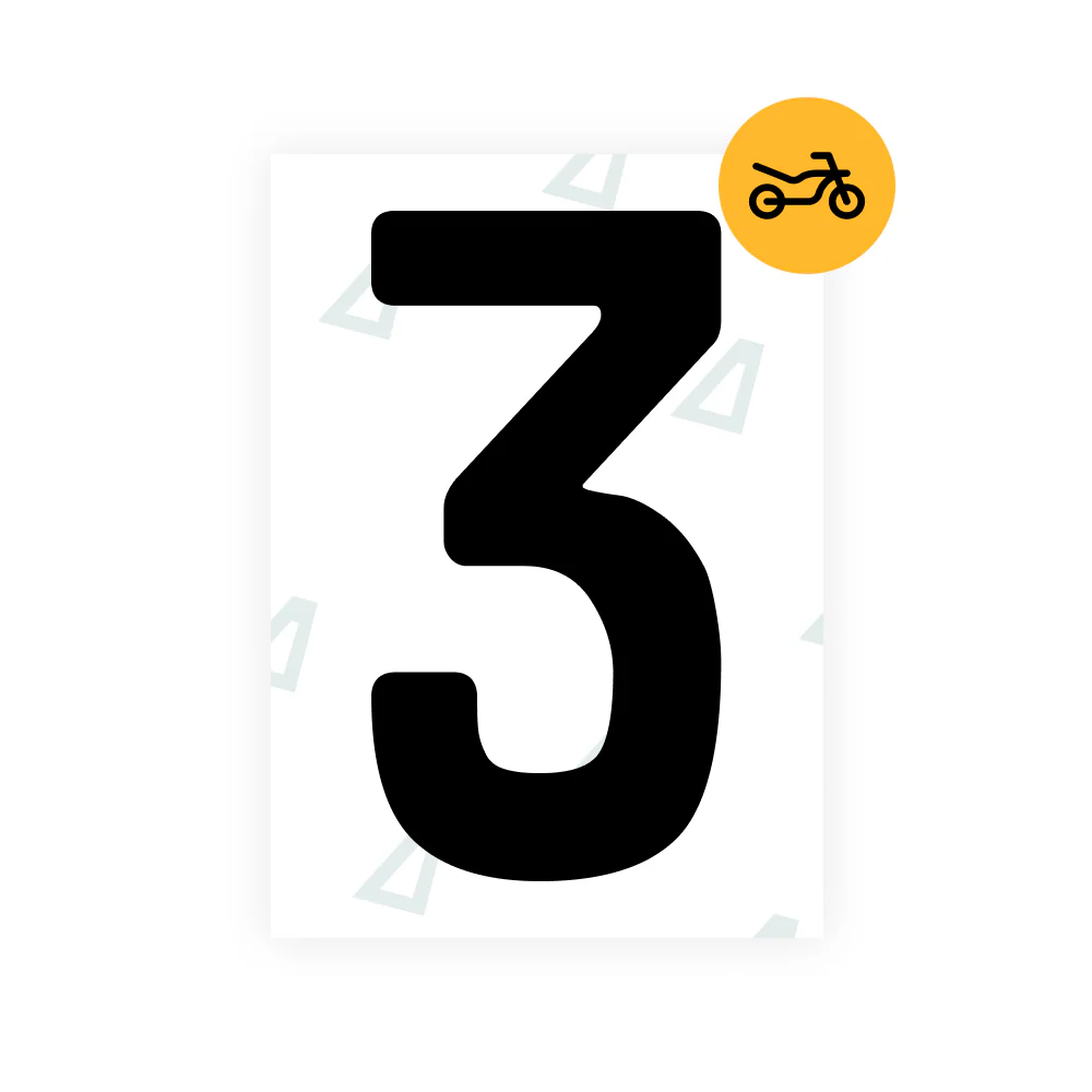 Alite Nanofilm for Uruguay moto license plates - Symbol "3"