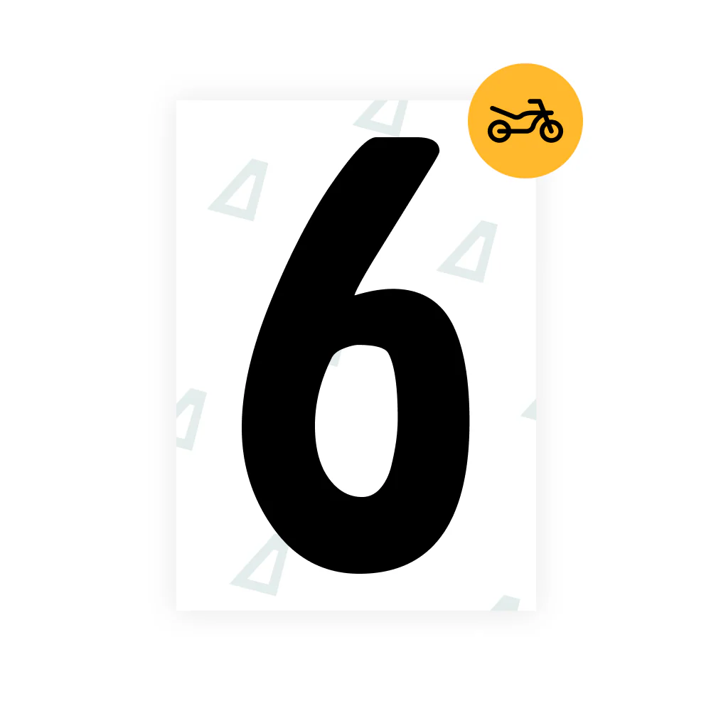 Alite Nanofilm for Uruguay moto license plates - Symbol "6"