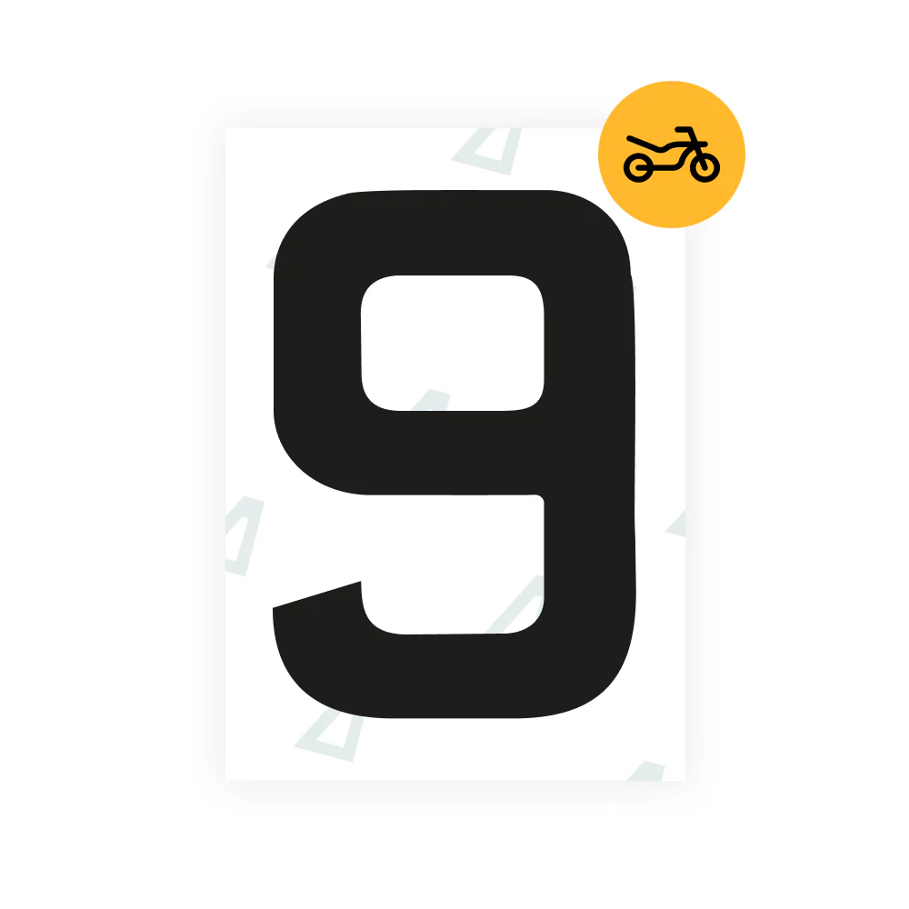 Alite Nanofilm for United Kingdom (Thin) moto license plates - Symbol "9"