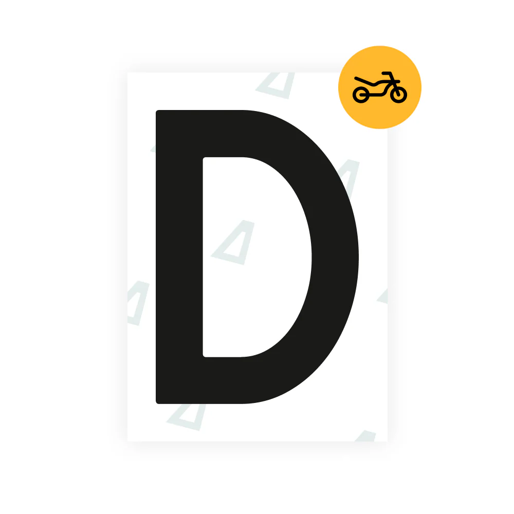 Alite Nanofilm for Netherlands moto license plates - Symbol "D"